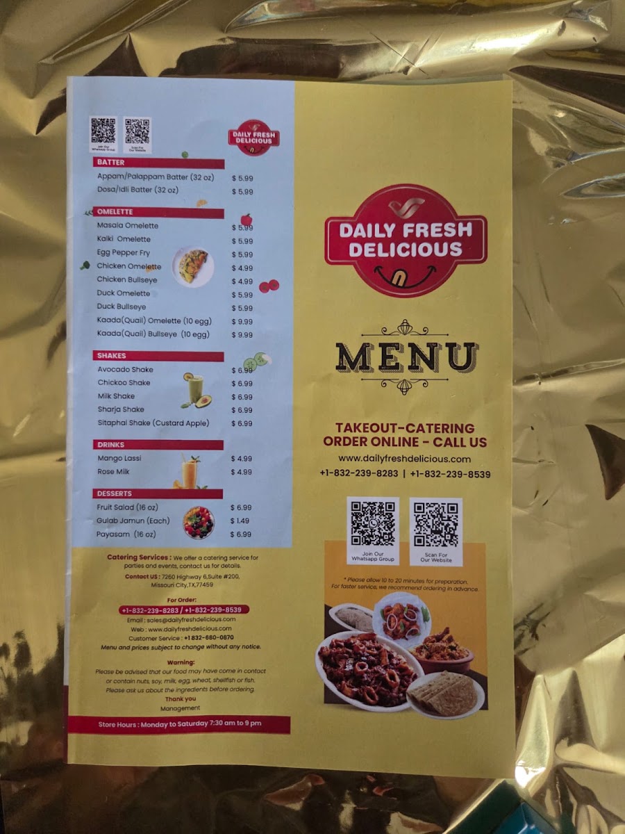 Daily Fresh Delicious menu board