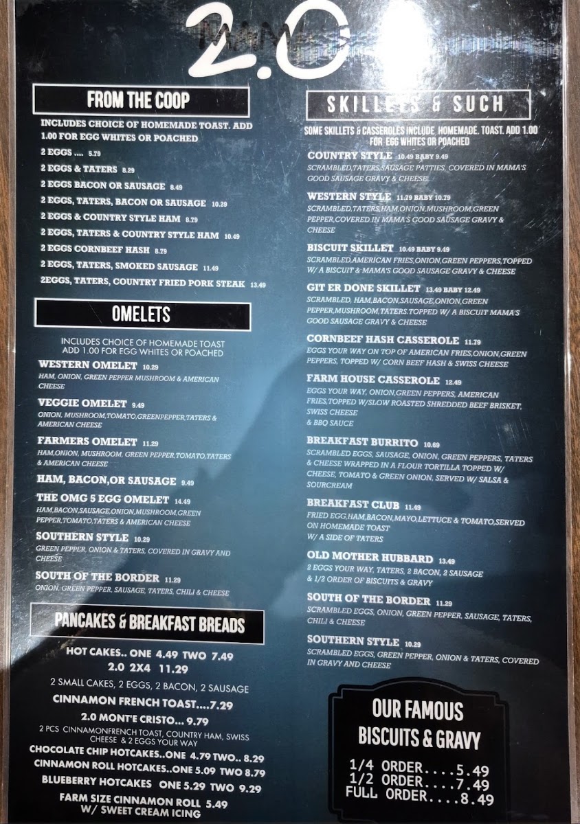 Mama's Place menu board