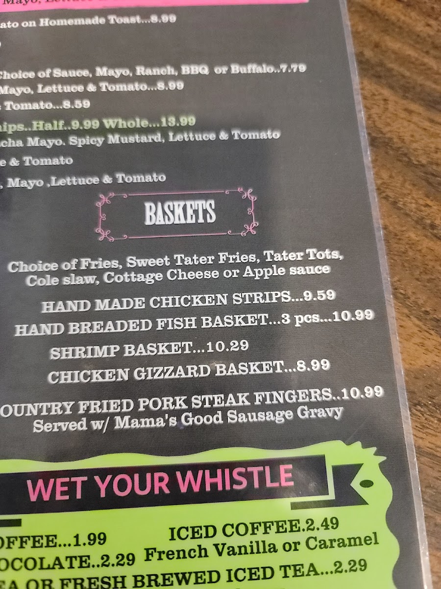Mama's Place menu board
