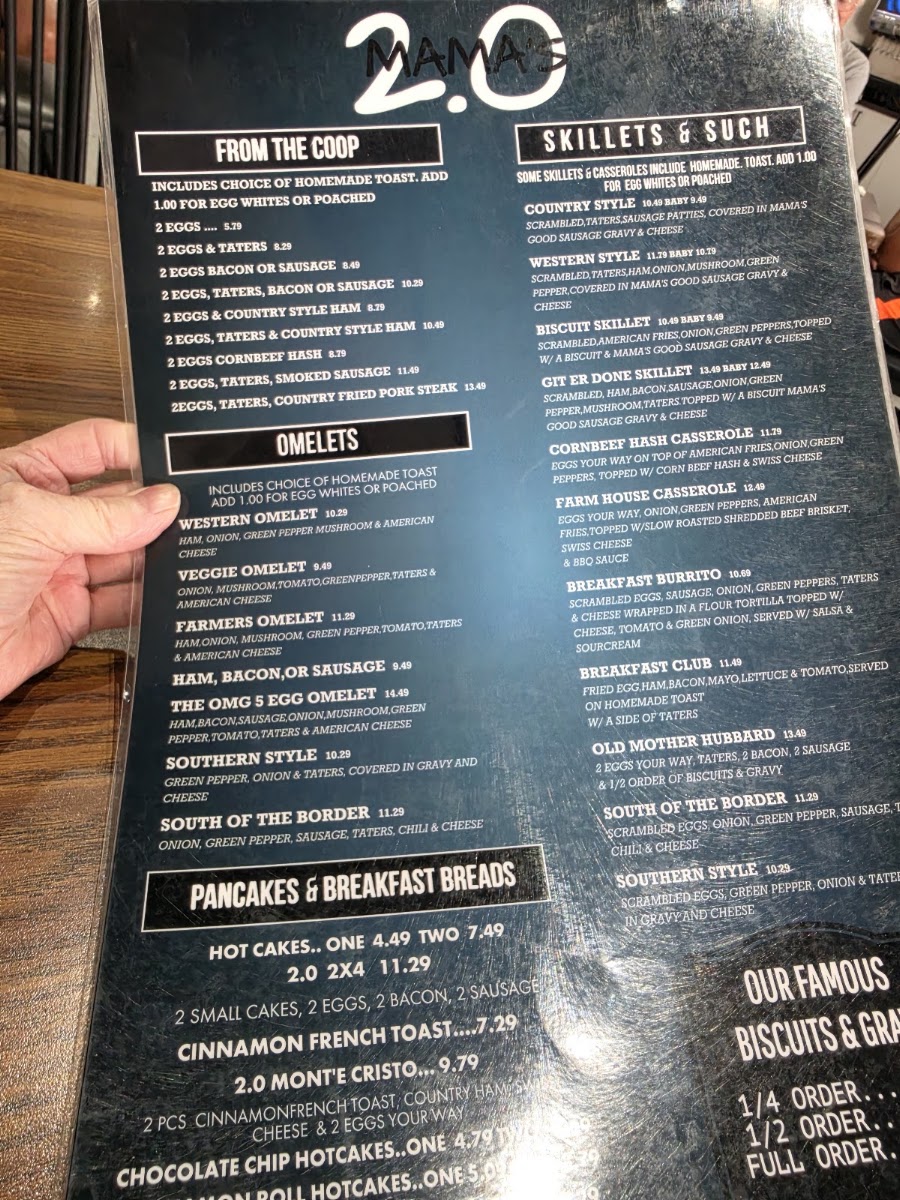 Mama's Place menu board
