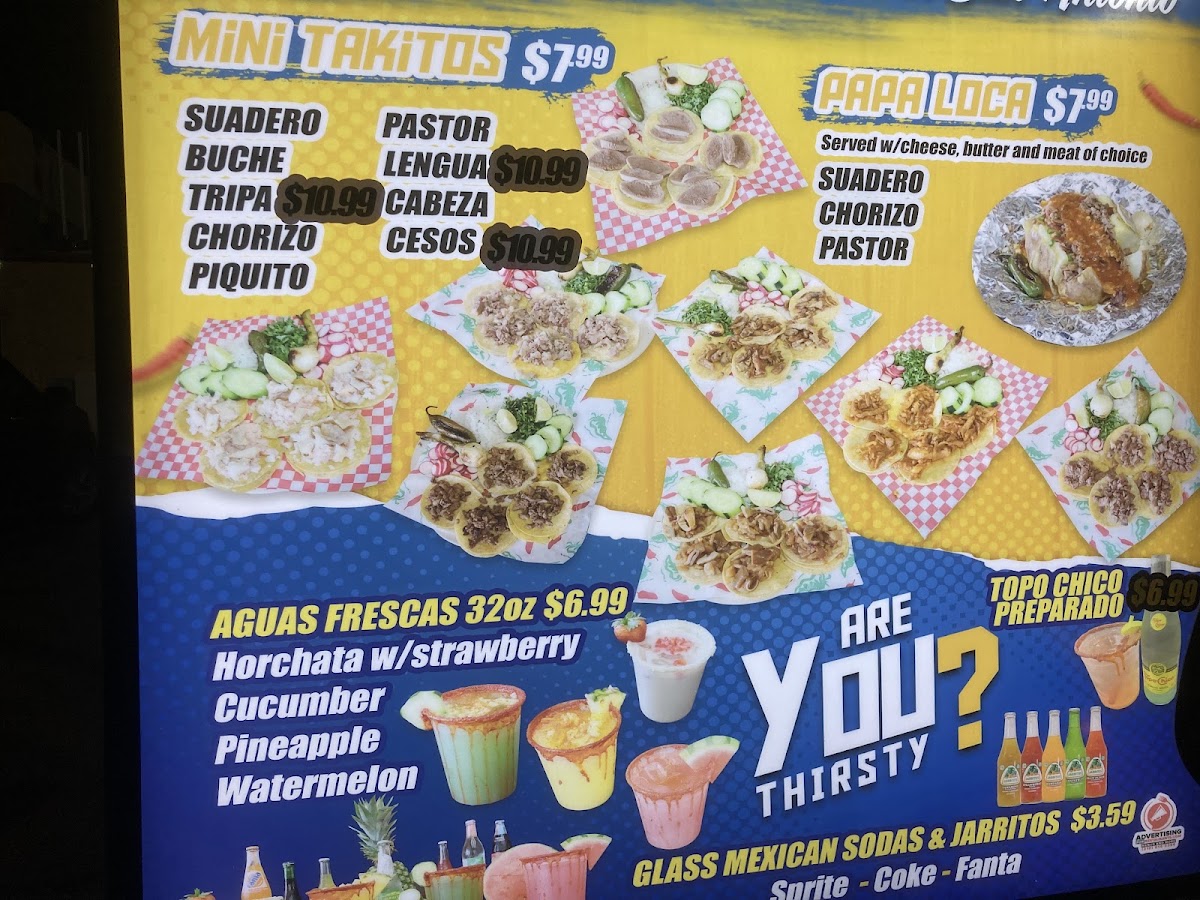 Mini Takitos El Gordo menu board