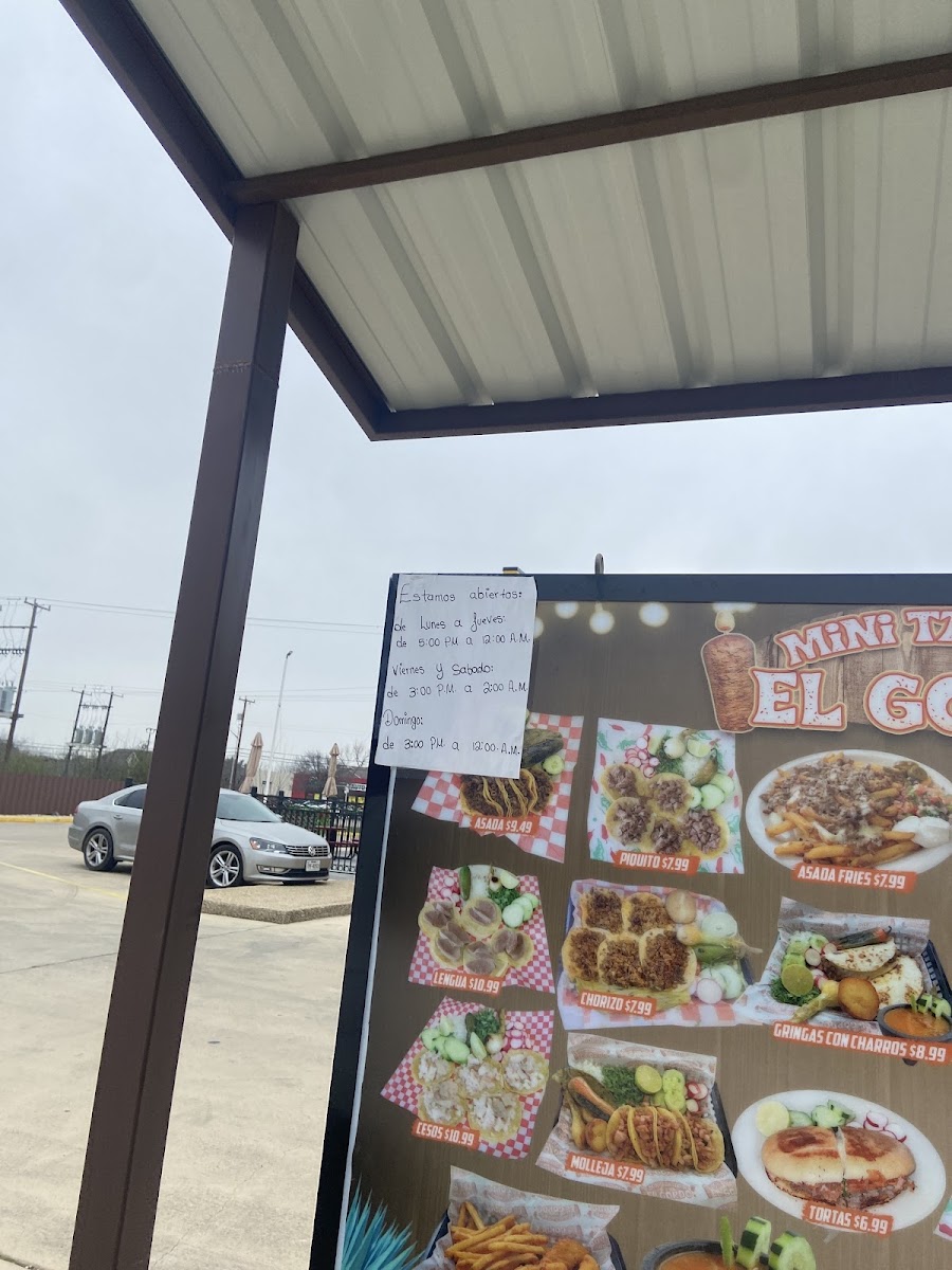 Mini Takitos El Gordo menu board