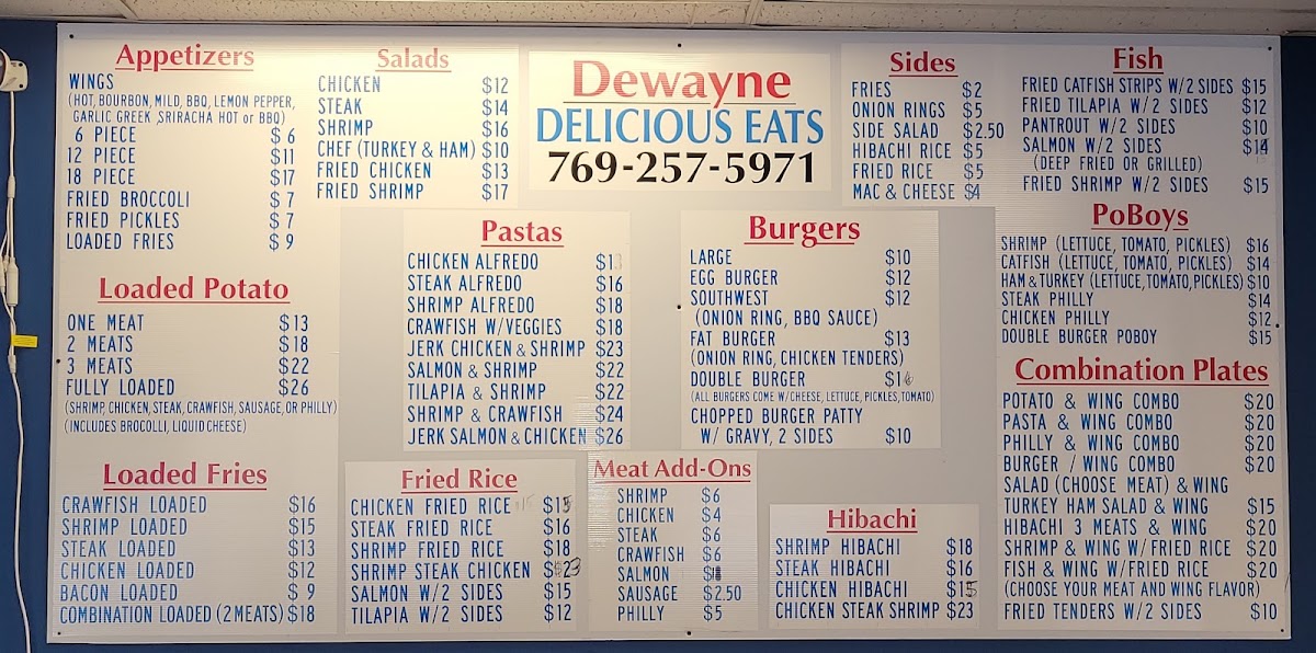 PettyP’s pasta&spud menu board