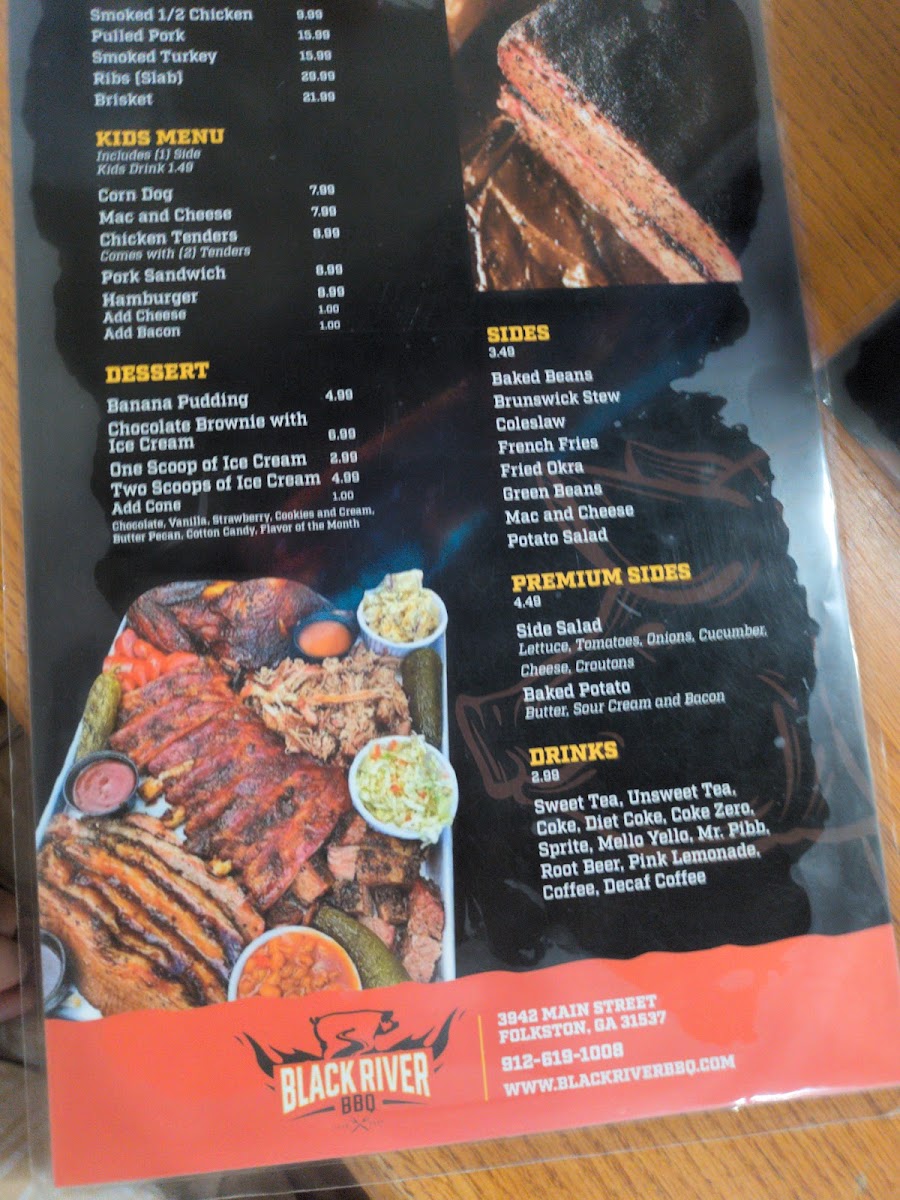 Black River BBQ menu board