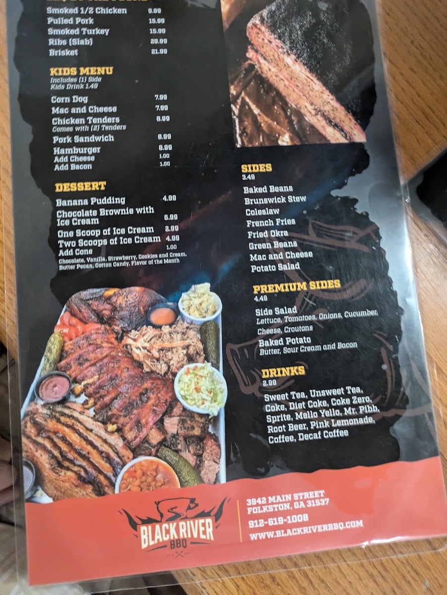 Black River BBQ menu board