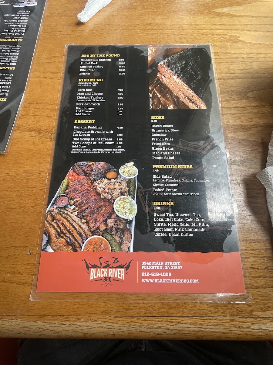 Black River BBQ menu board