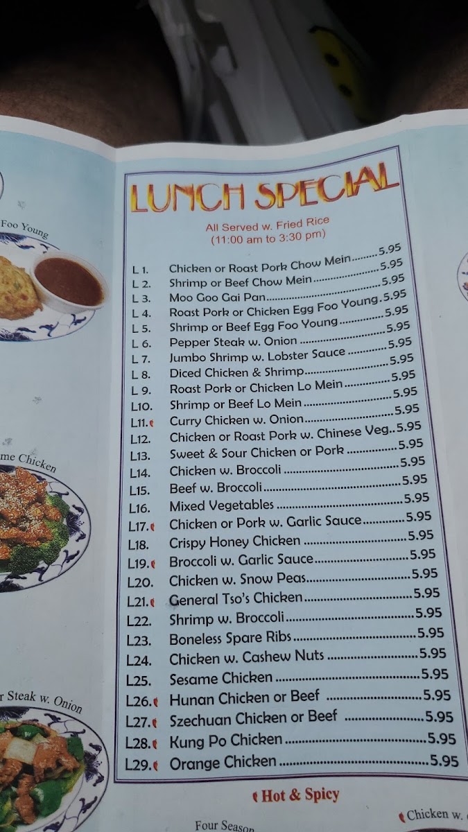 Asian Kitchen menu board