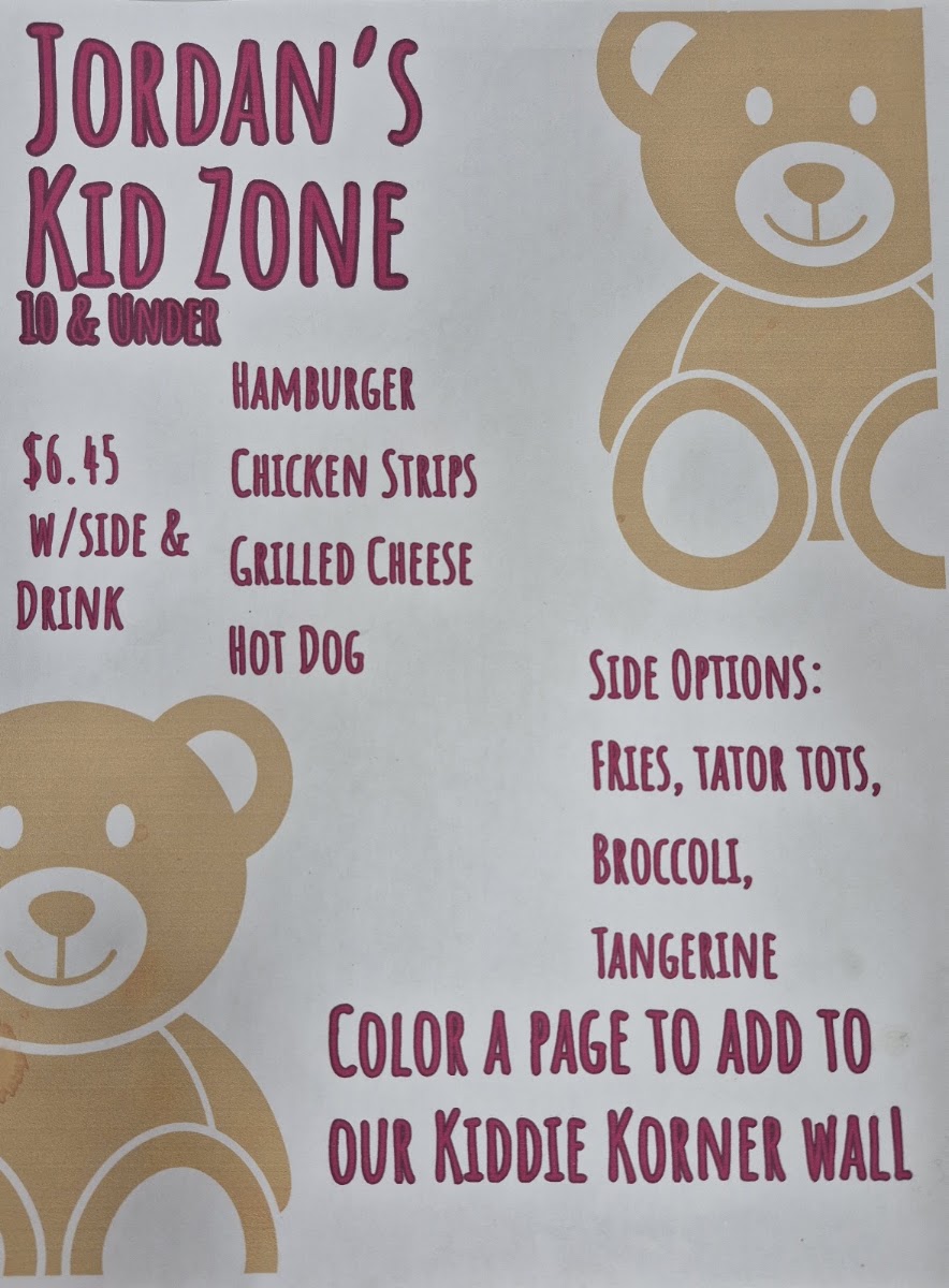 Jordan's Home Cook'N menu board