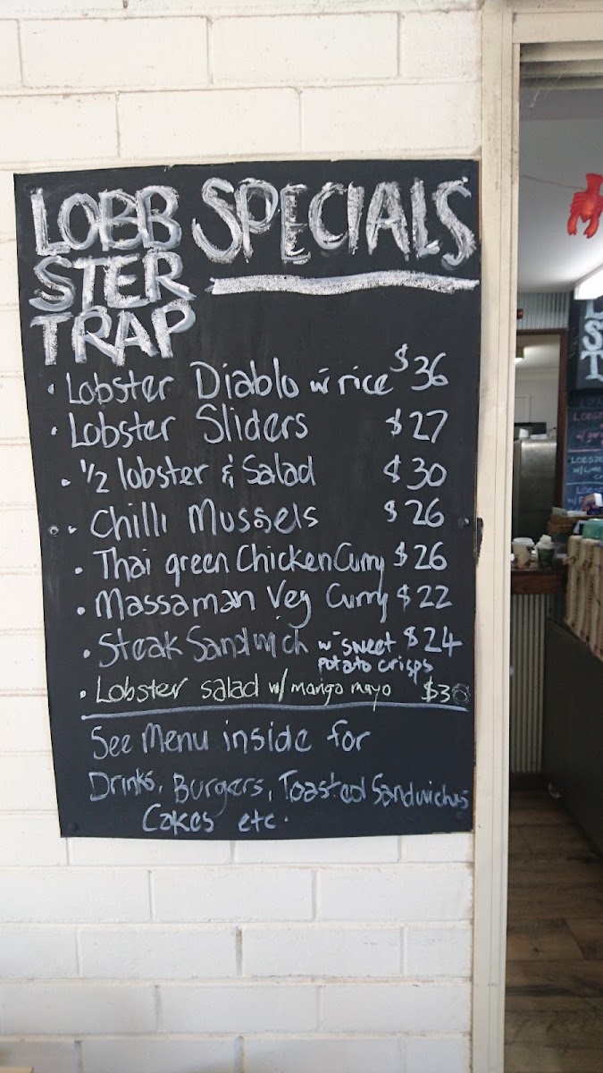 Lobbster Trap Cafe menu board