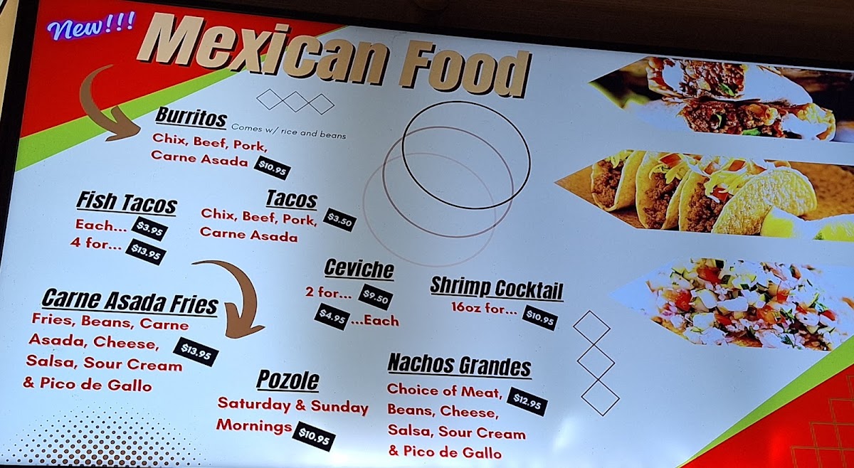 Big Bend Restaurant menu board
