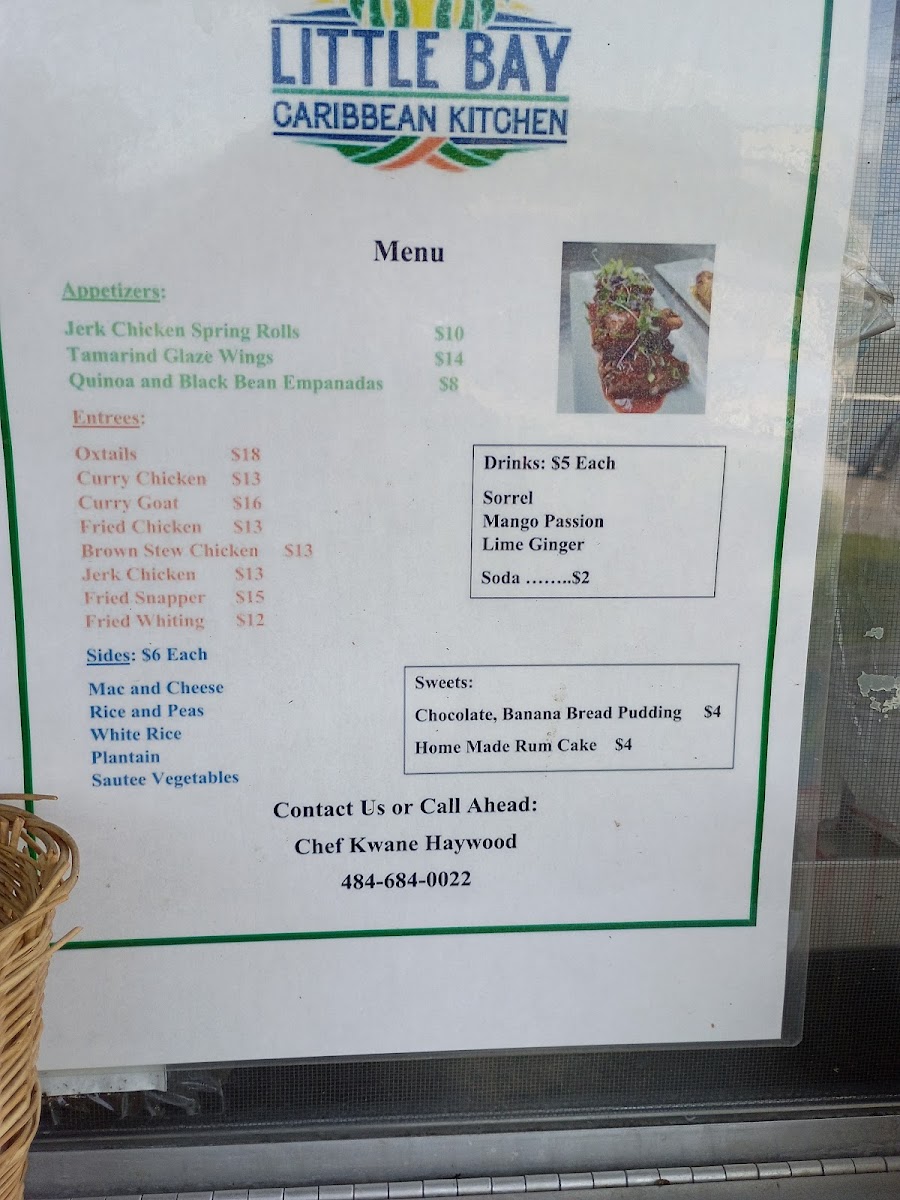 Little Bay Caribbean Kitchen menu board