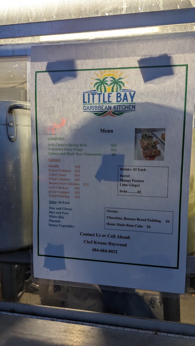 Little Bay Caribbean Kitchen menu board