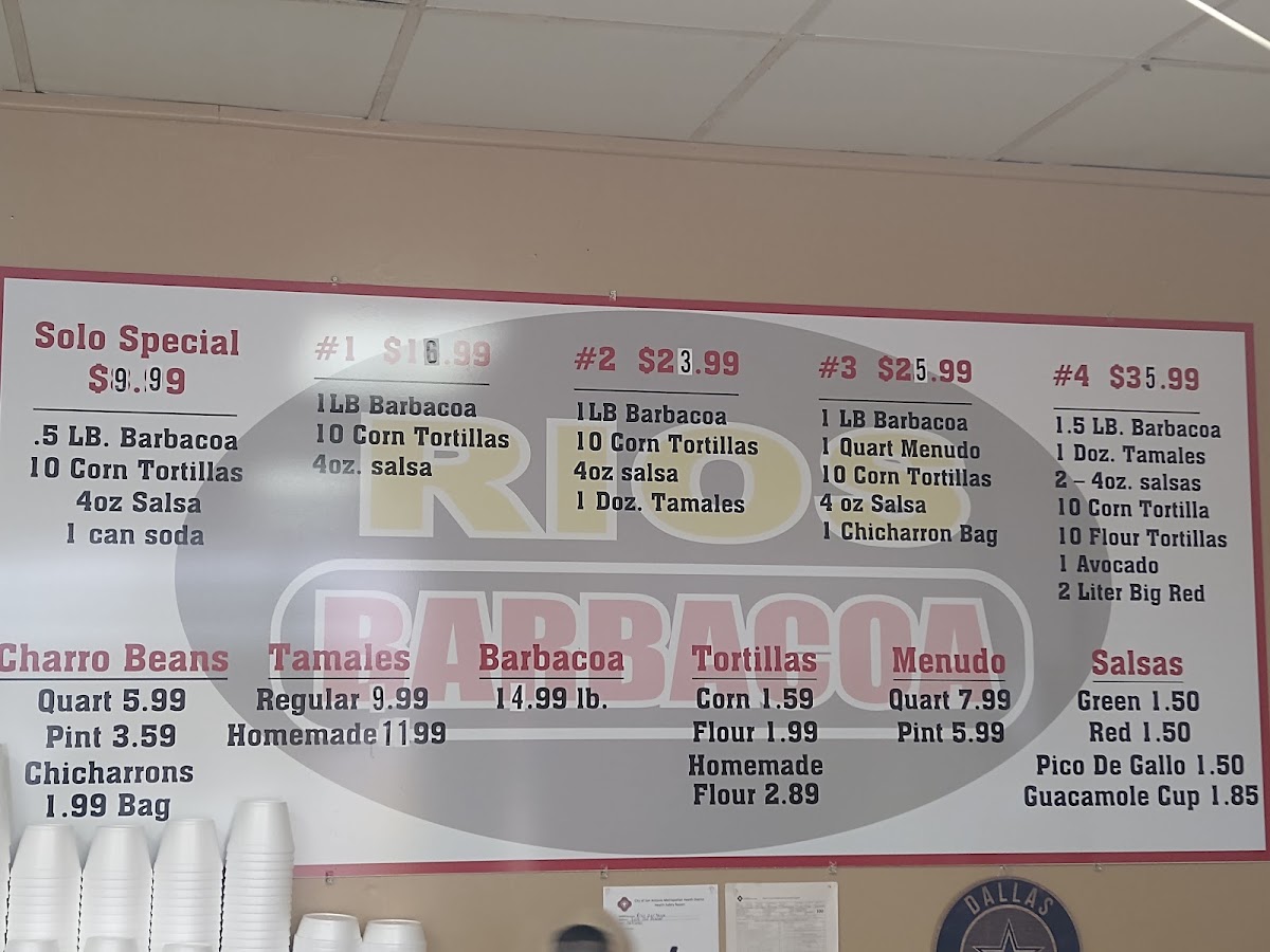 Rios Barbacoa #5 menu board