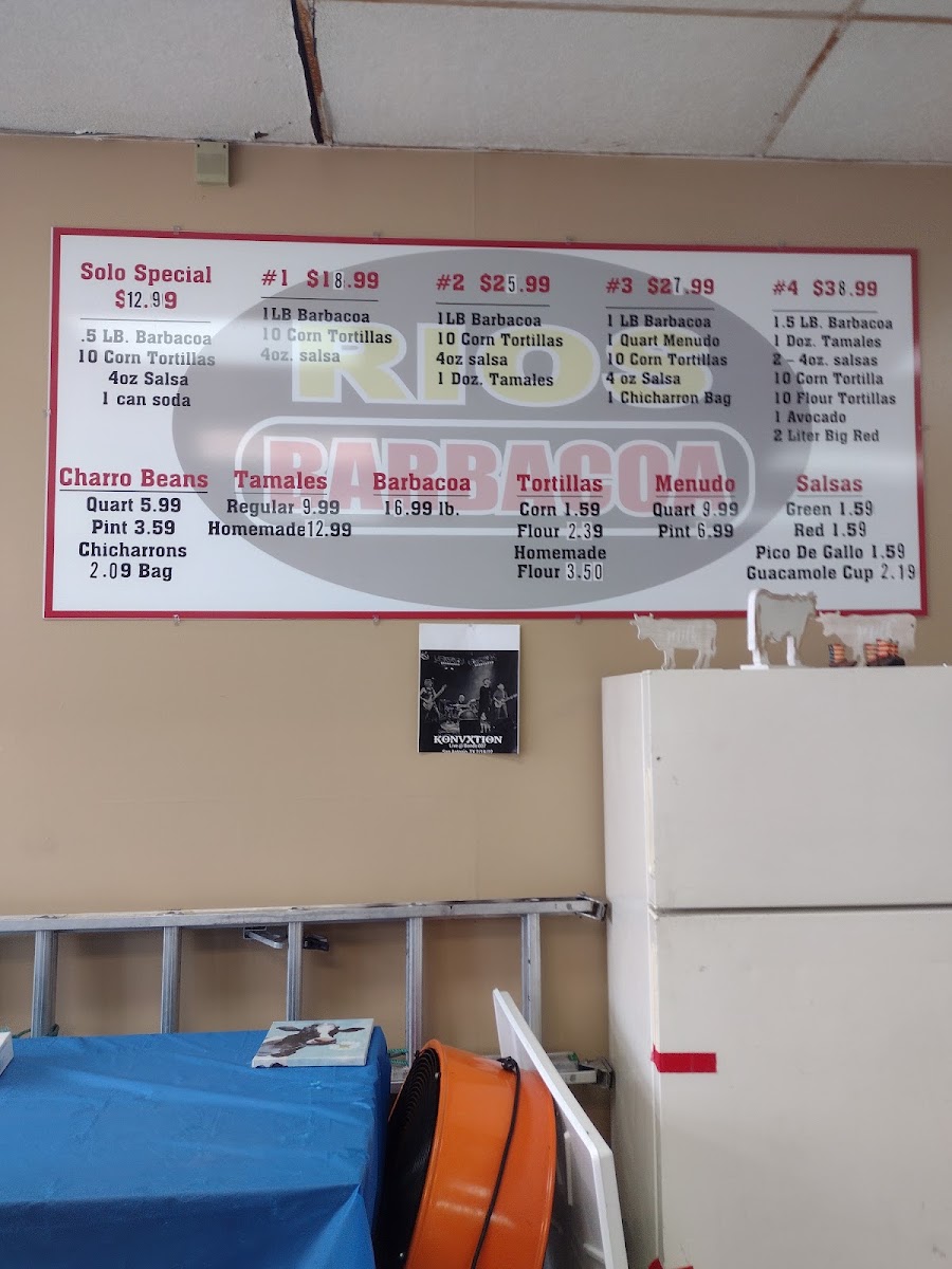 Rios Barbacoa #5 menu board