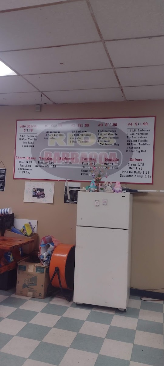 Rios Barbacoa #5 menu board