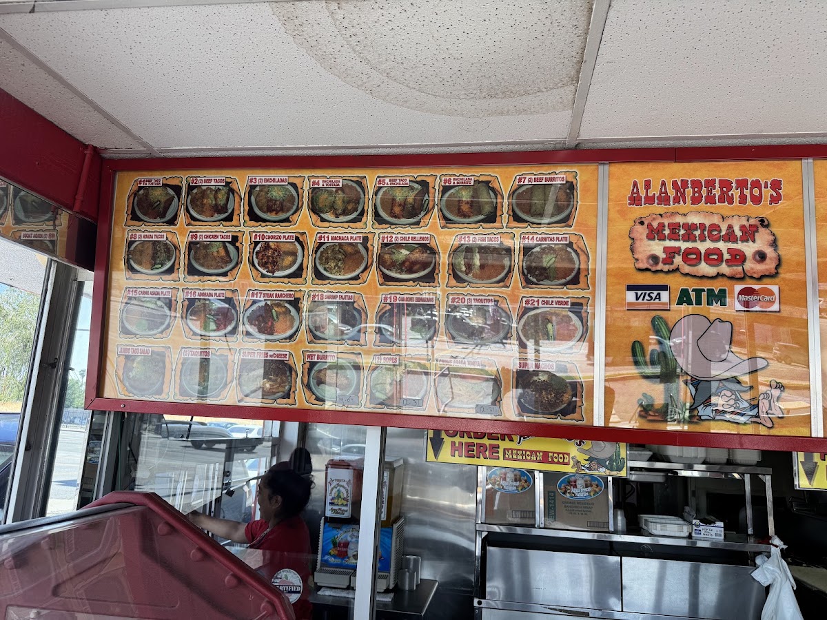 Alanberto's Authentic Mexican food menu board