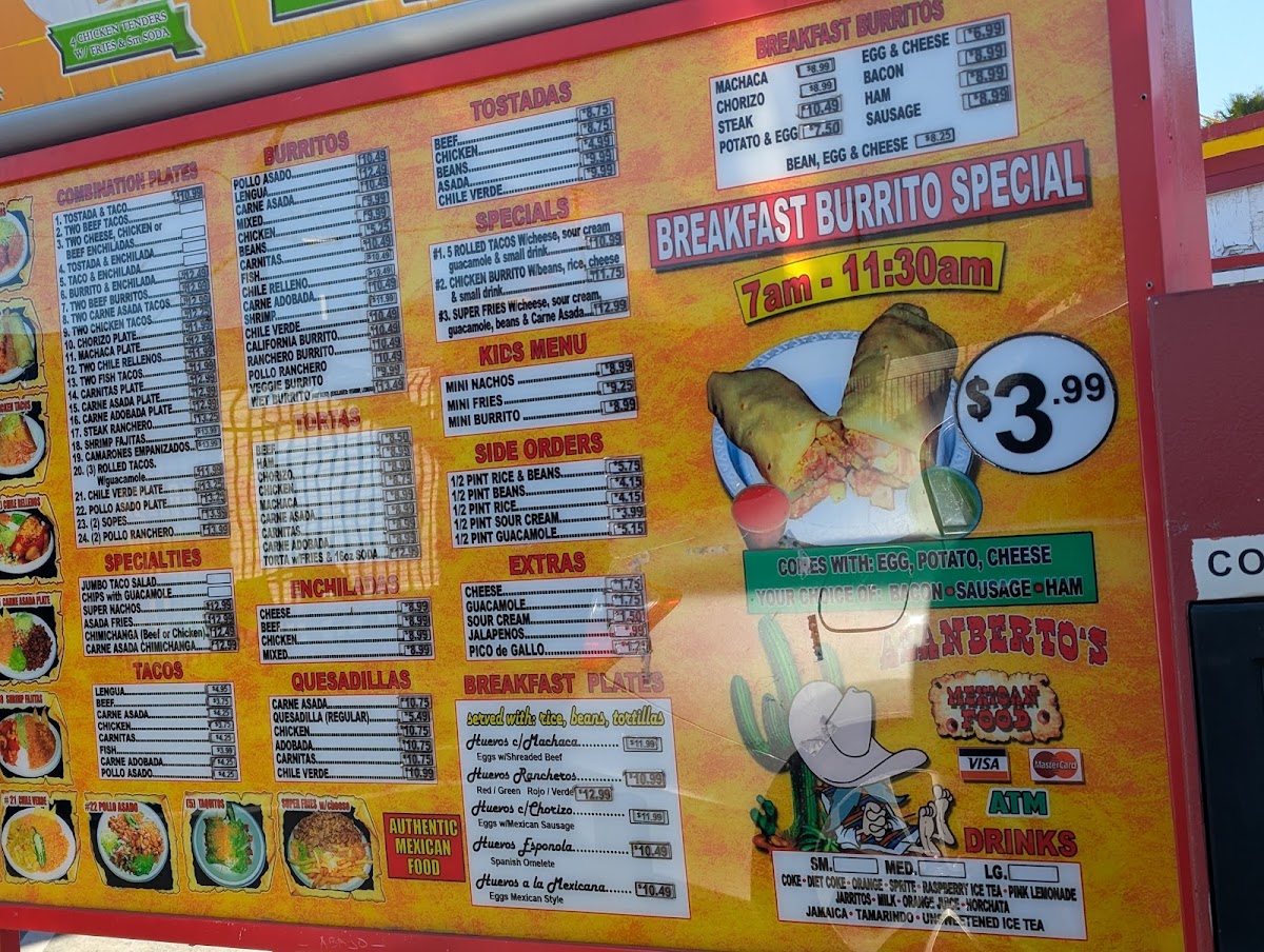 Alanberto's Authentic Mexican food menu board