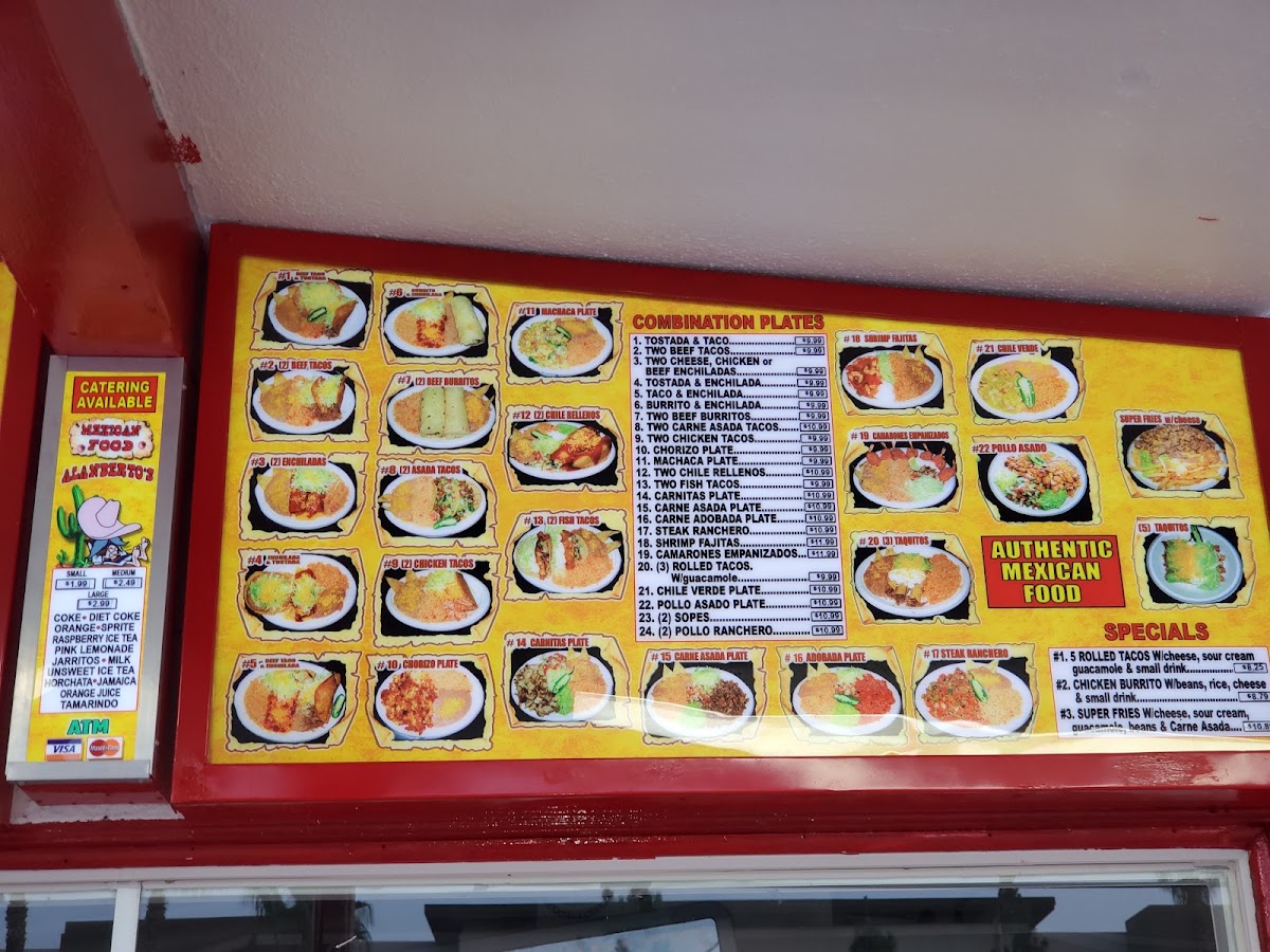 Alanberto's Authentic Mexican food menu board