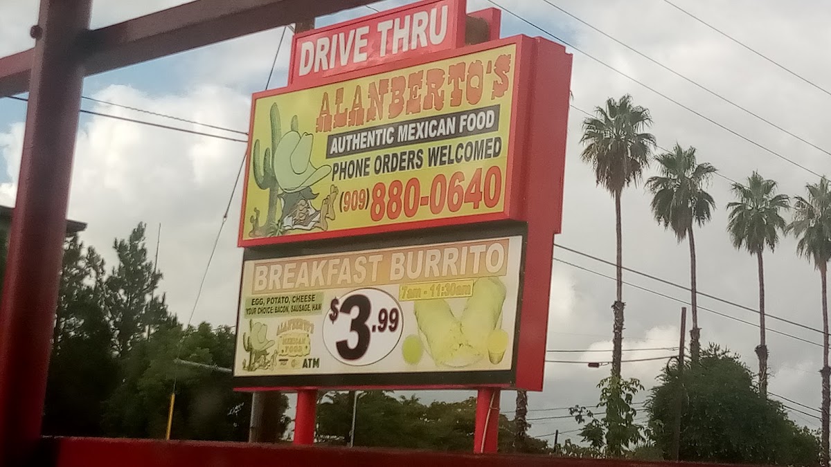 Alanberto's Authentic Mexican food menu board