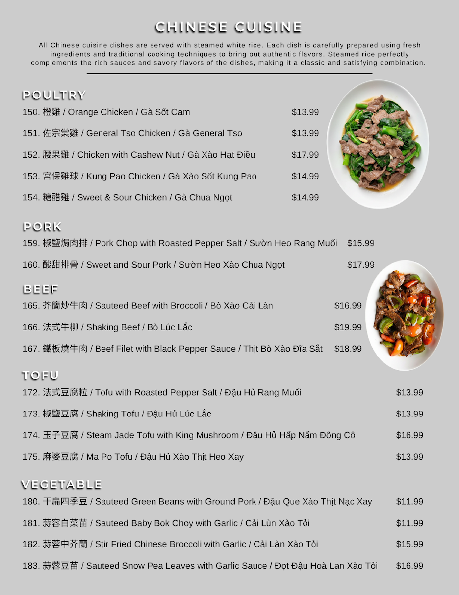 Taste of Asia menu board
