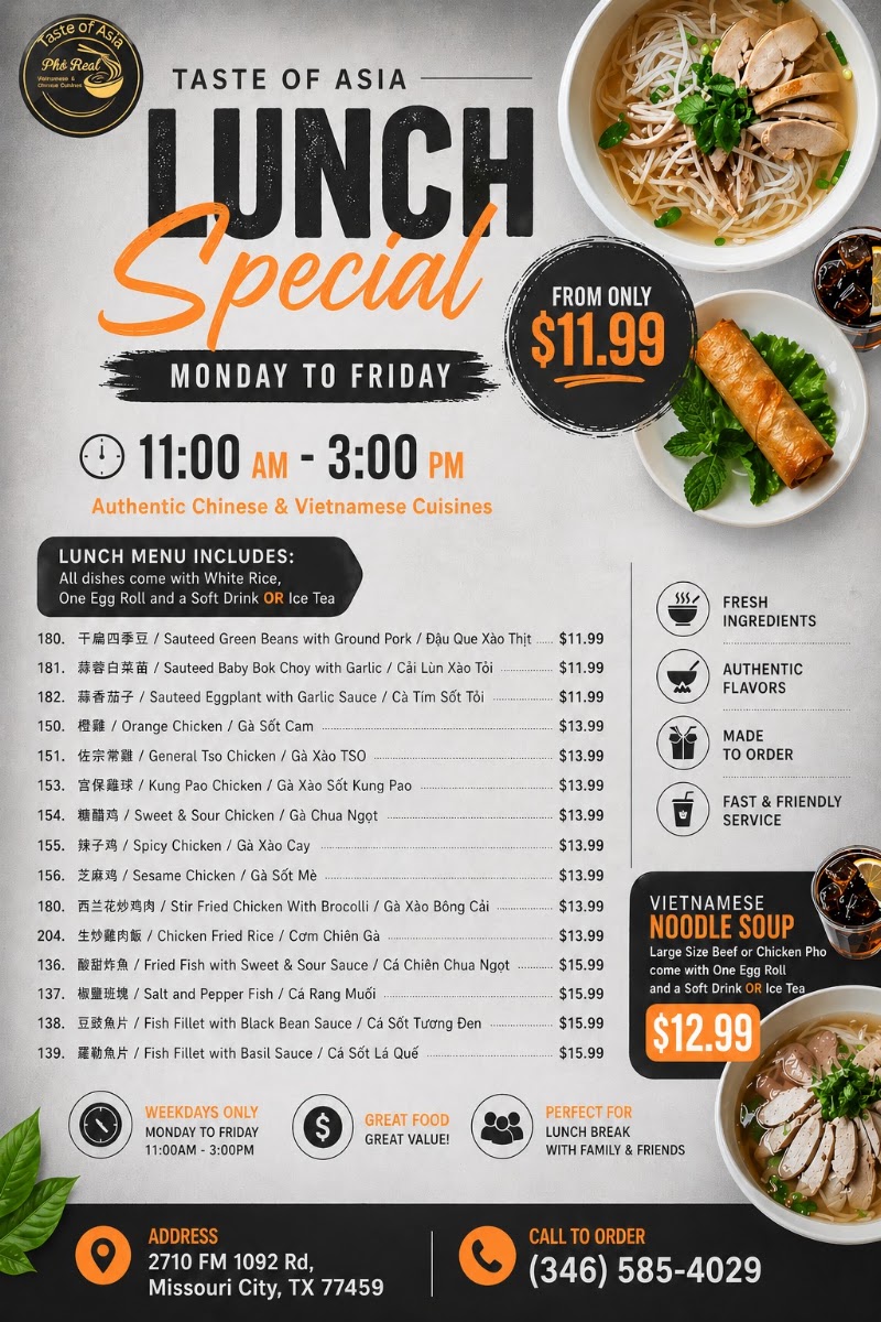 Taste of Asia menu board