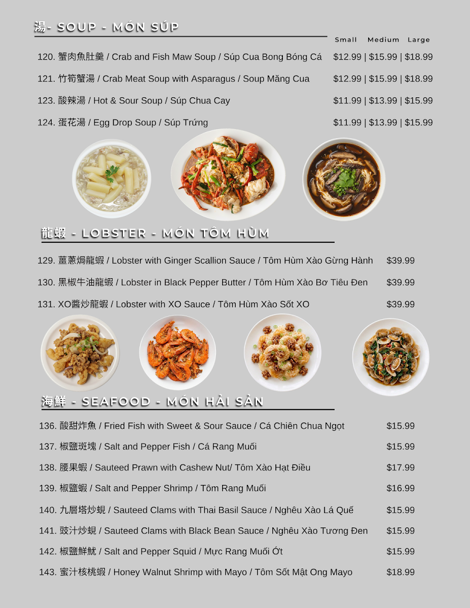 Taste of Asia menu board