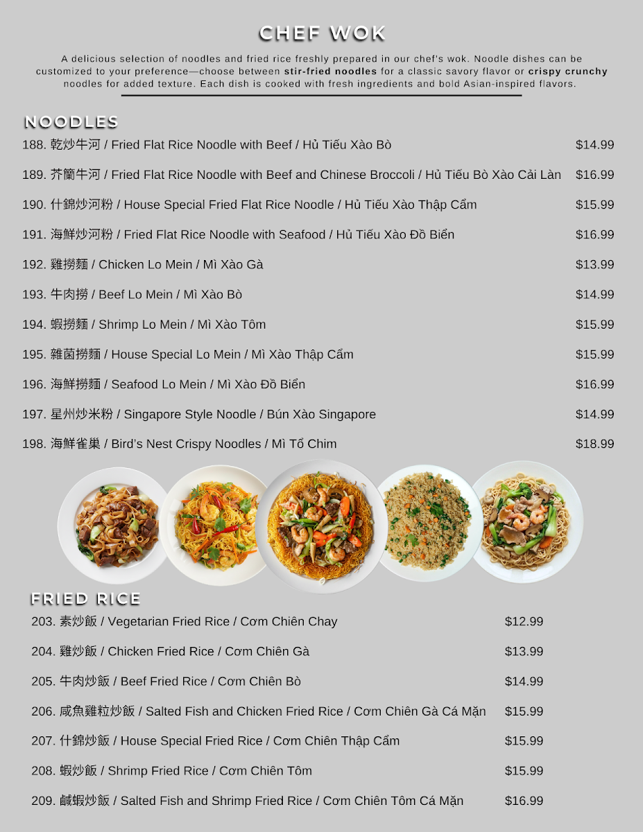 Taste of Asia menu board