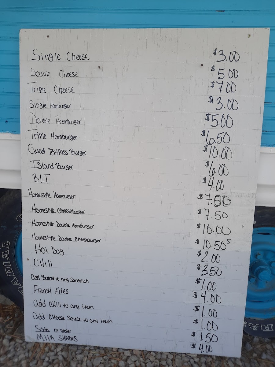 Burger Shack menu board