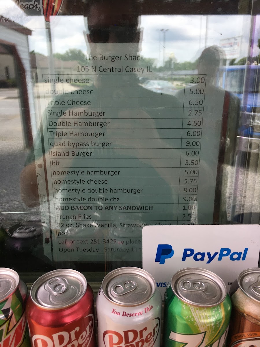 Burger Shack menu board