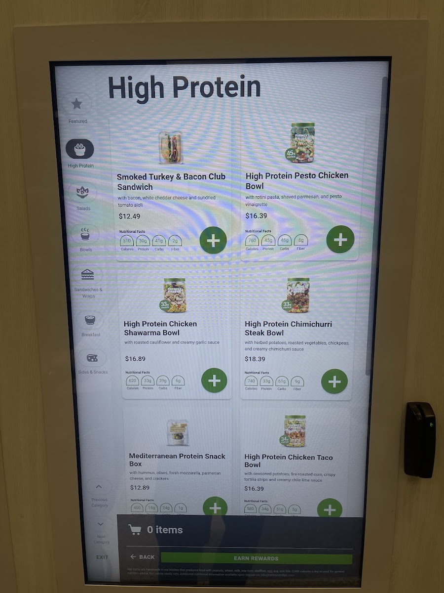 Farmer's Fridge menu board