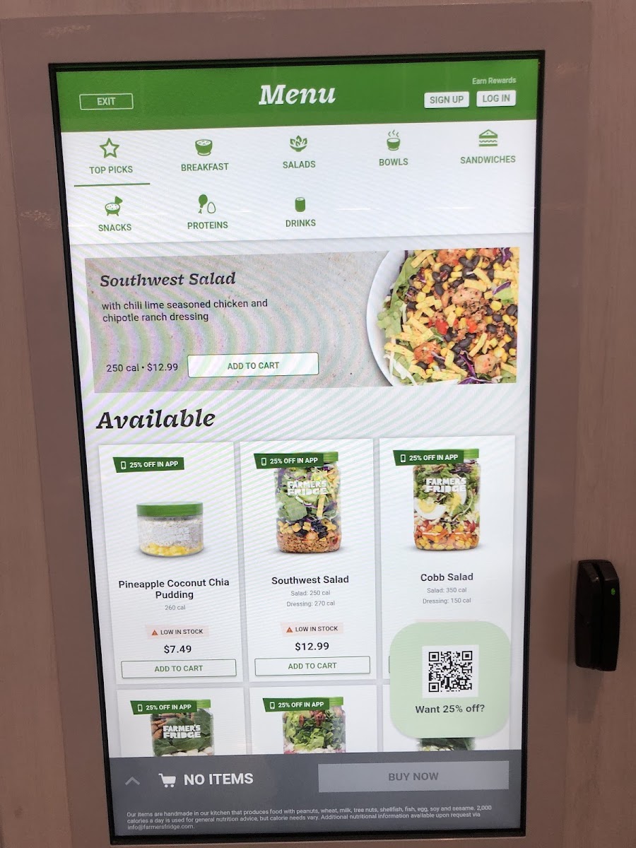 Farmer's Fridge menu board