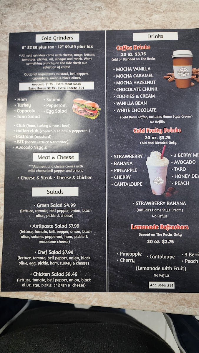 Express Grinders & More menu board