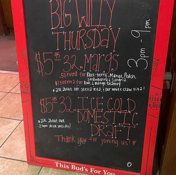 Wings 'N More Restaurant & Bar menu board