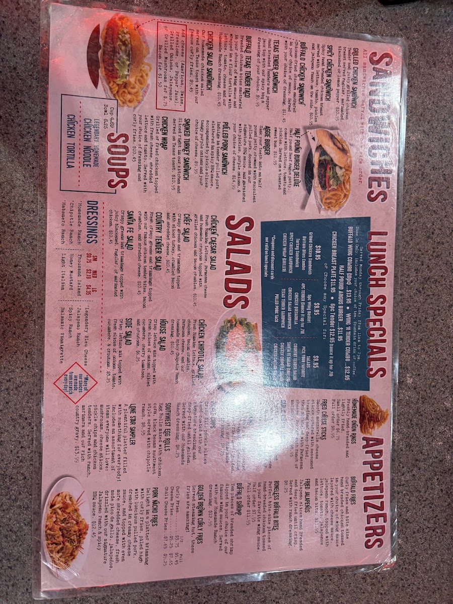 Wings 'N More Restaurant & Bar menu board