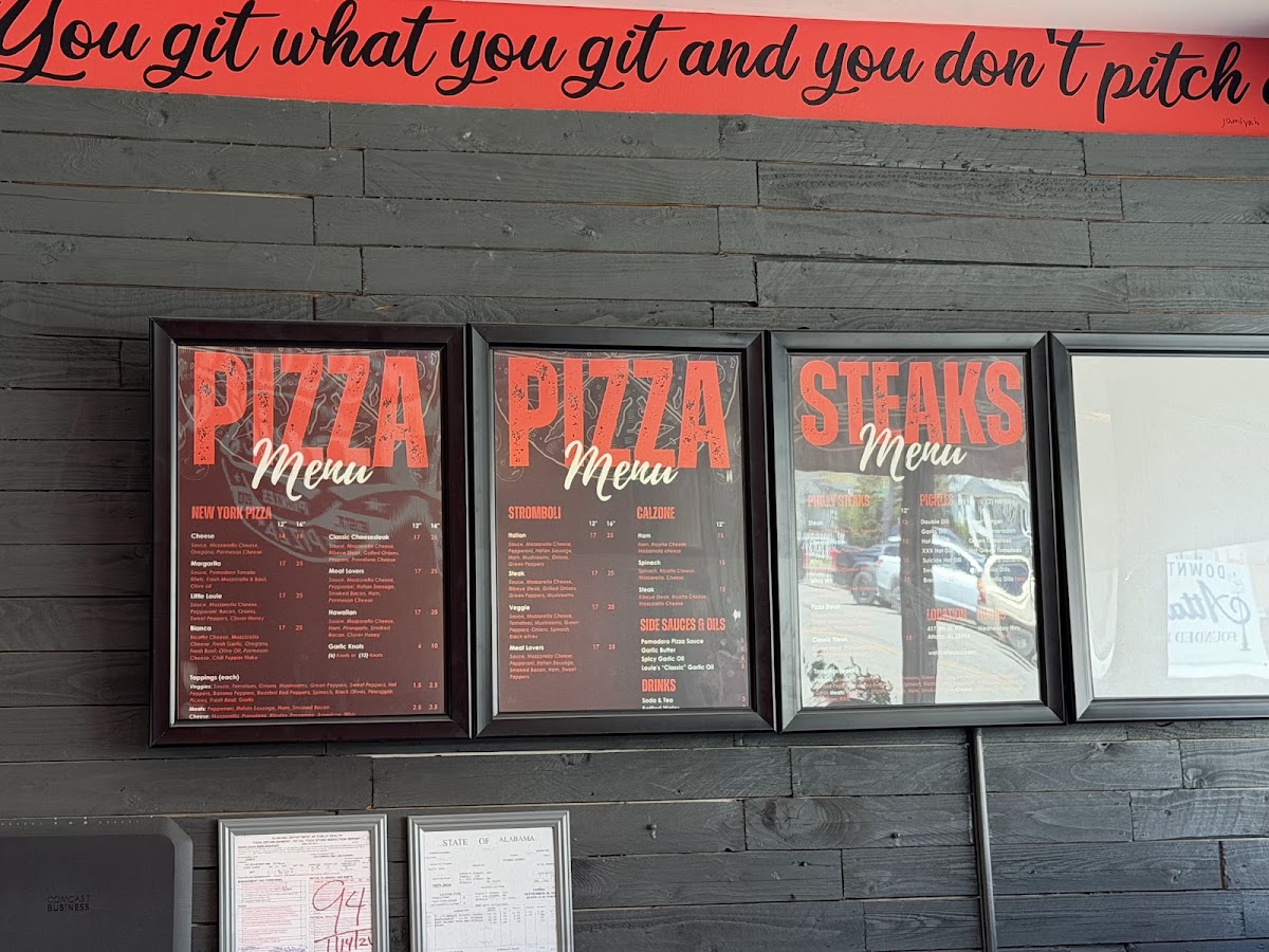 Louie's menu board