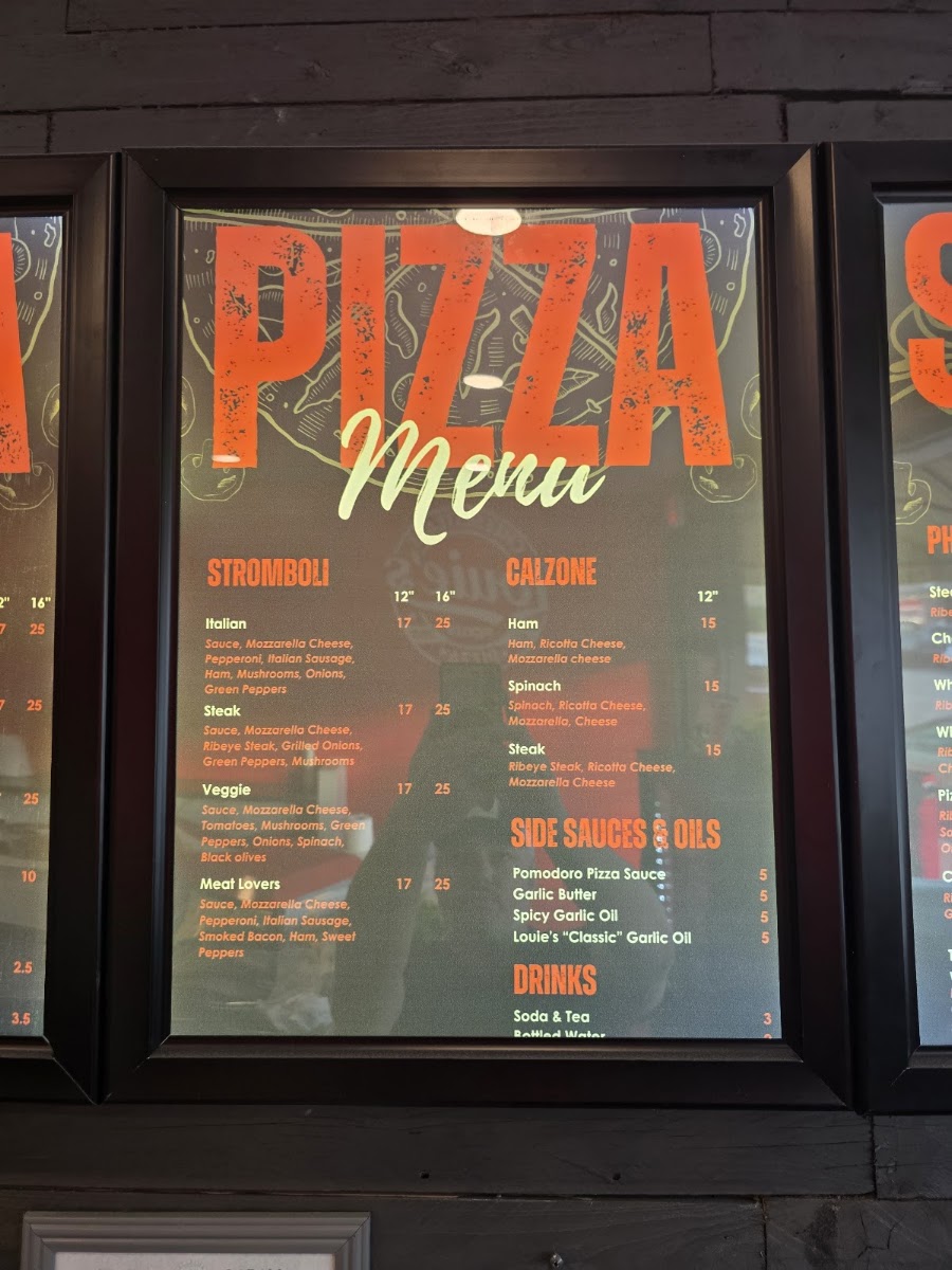 Louie's menu board