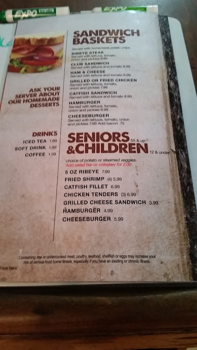 Tag's Surf & Turf menu board