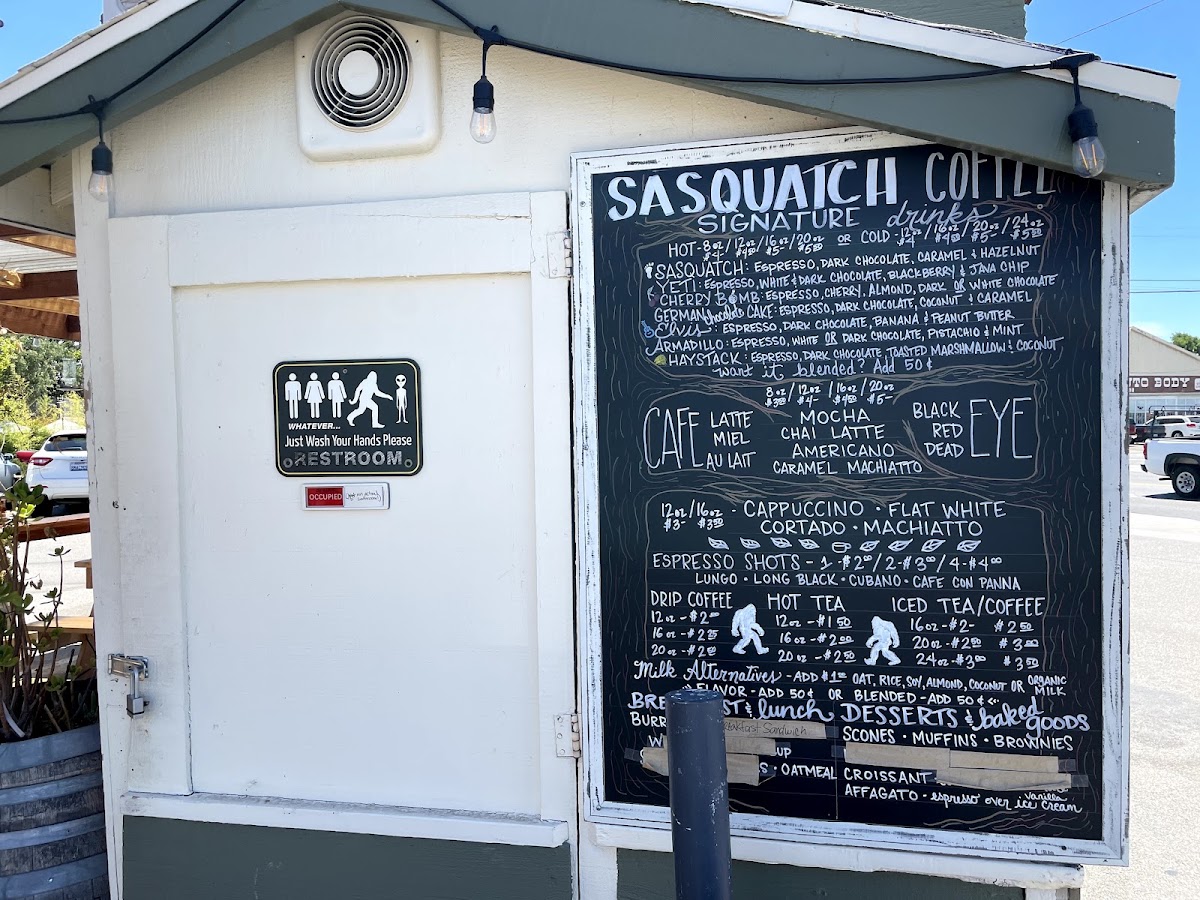 Sasquatch Coffee House menu board