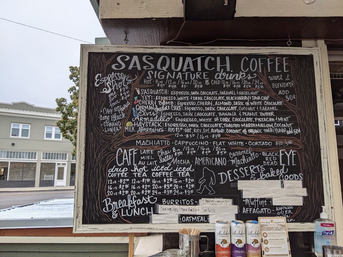 Sasquatch Coffee House menu board