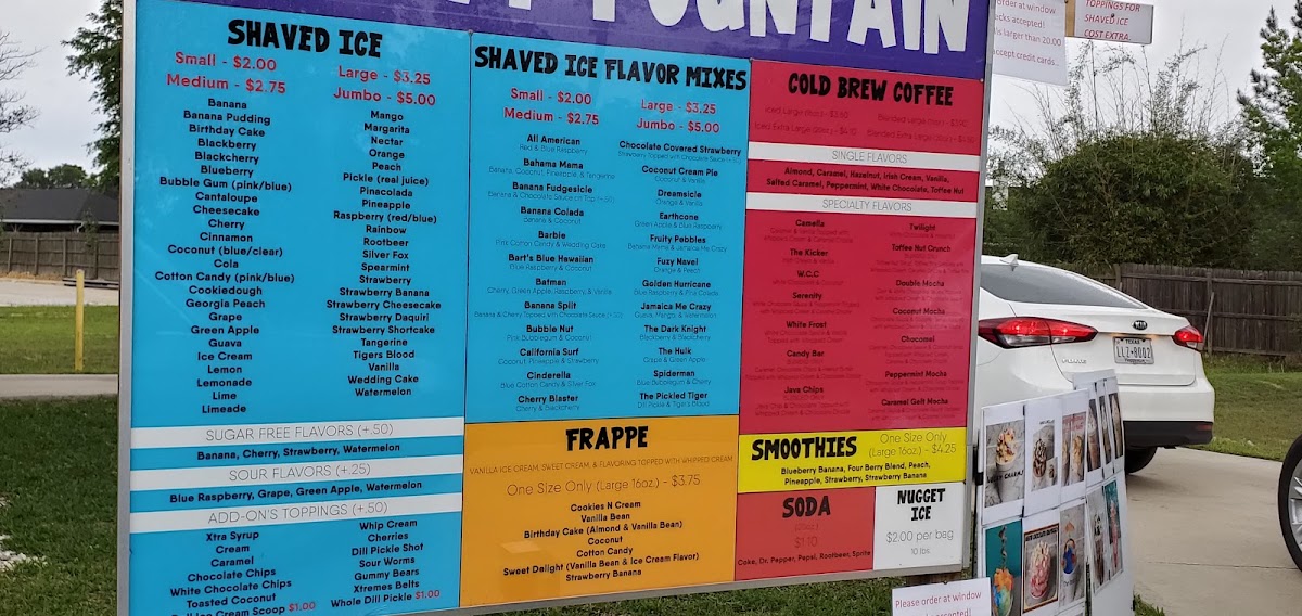 Frosty Fountain menu board