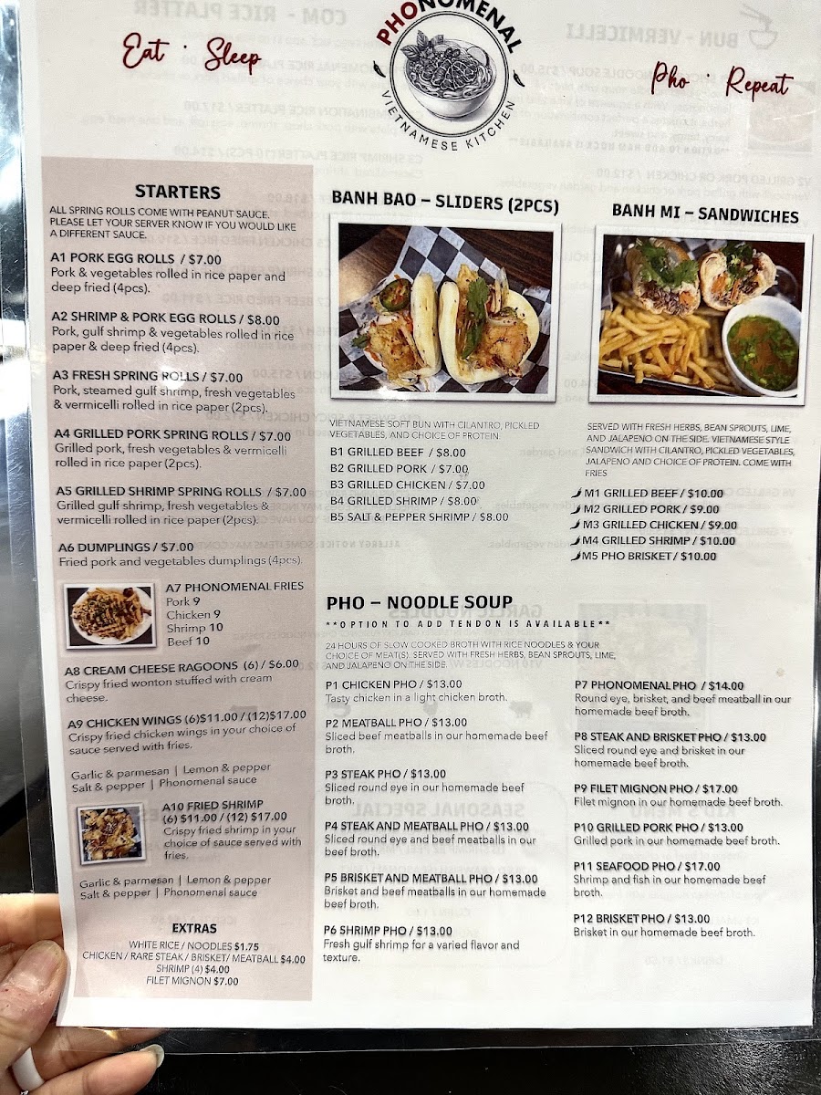 Pho Nomenal menu board