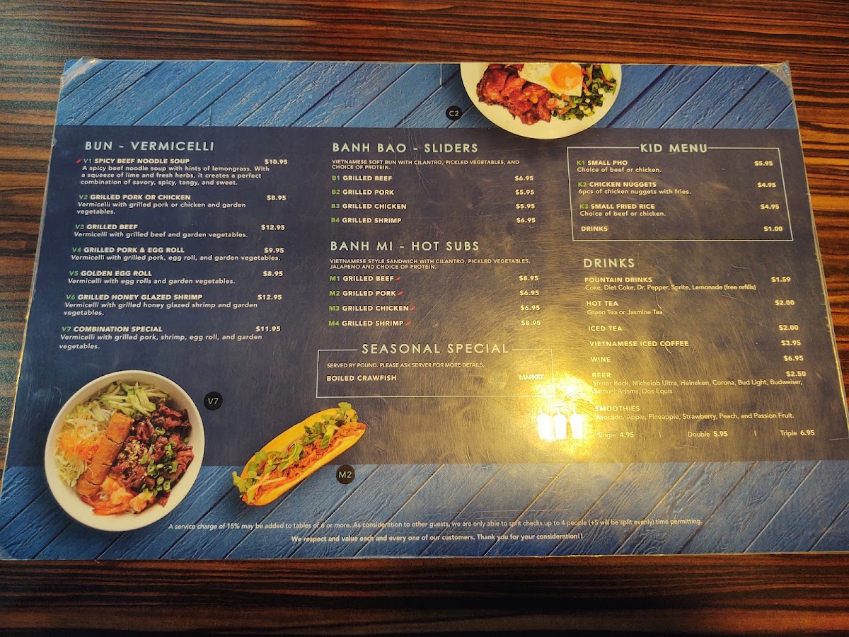 Pho Nomenal menu board