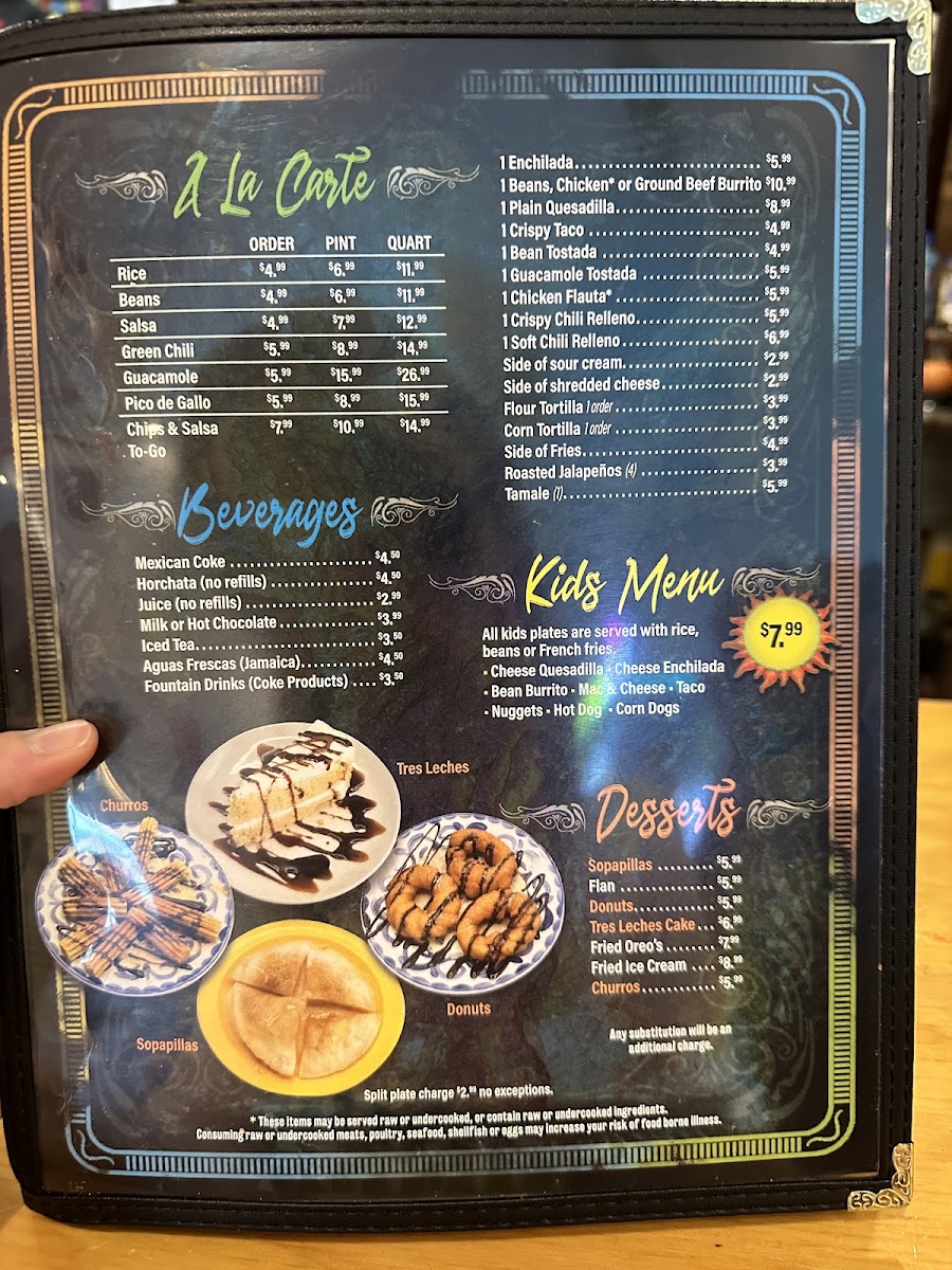 El Cerrito Family Restaurant menu board