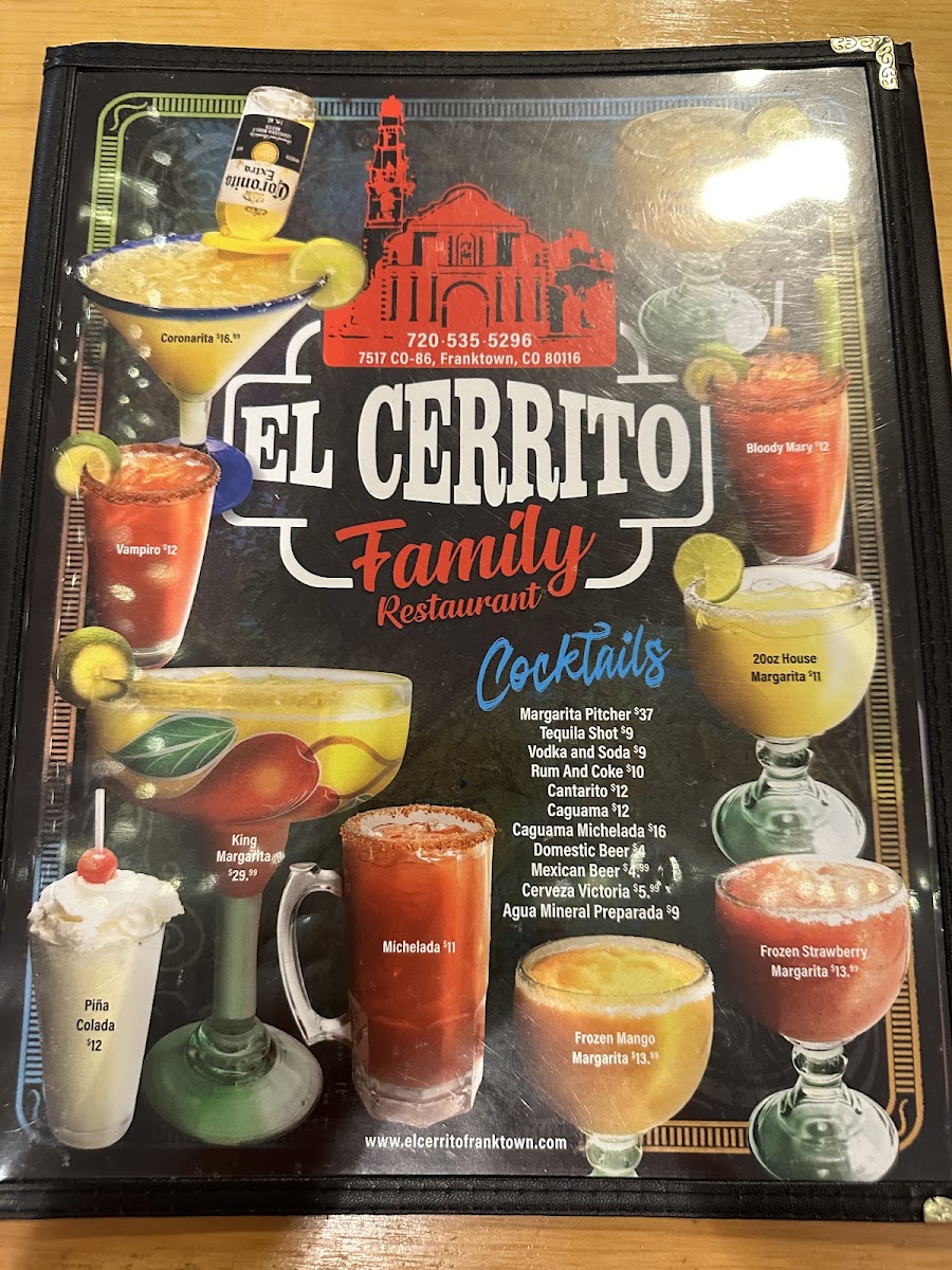 El Cerrito Family Restaurant menu board