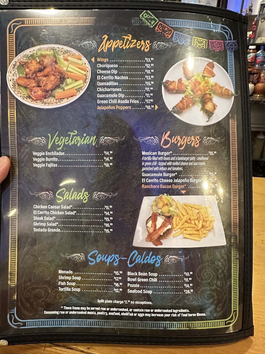 El Cerrito Family Restaurant menu board