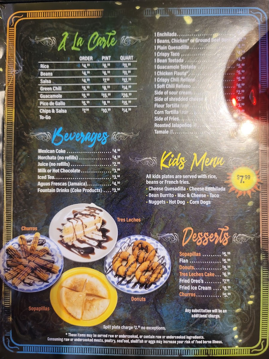 El Cerrito Family Restaurant menu board