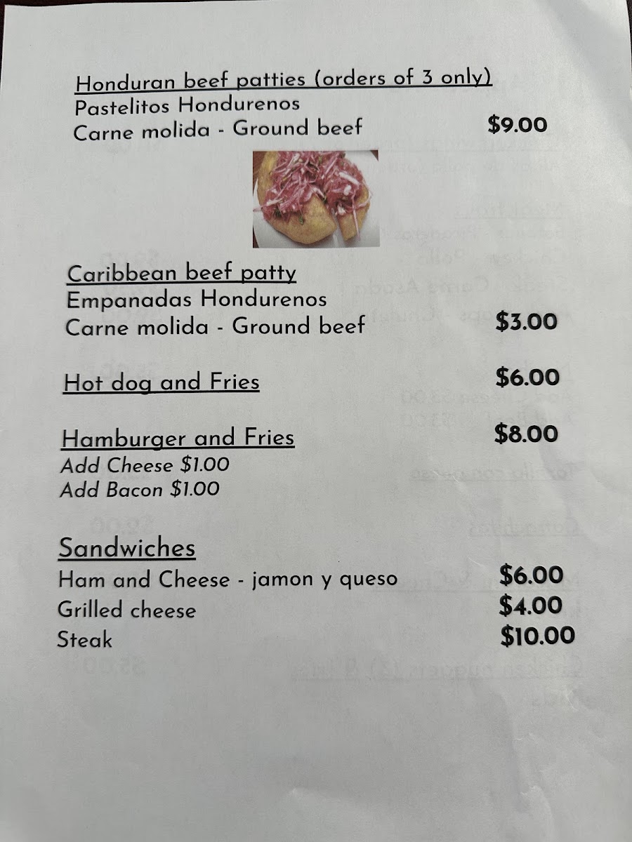 Five Starz Restaurante & Bar menu board