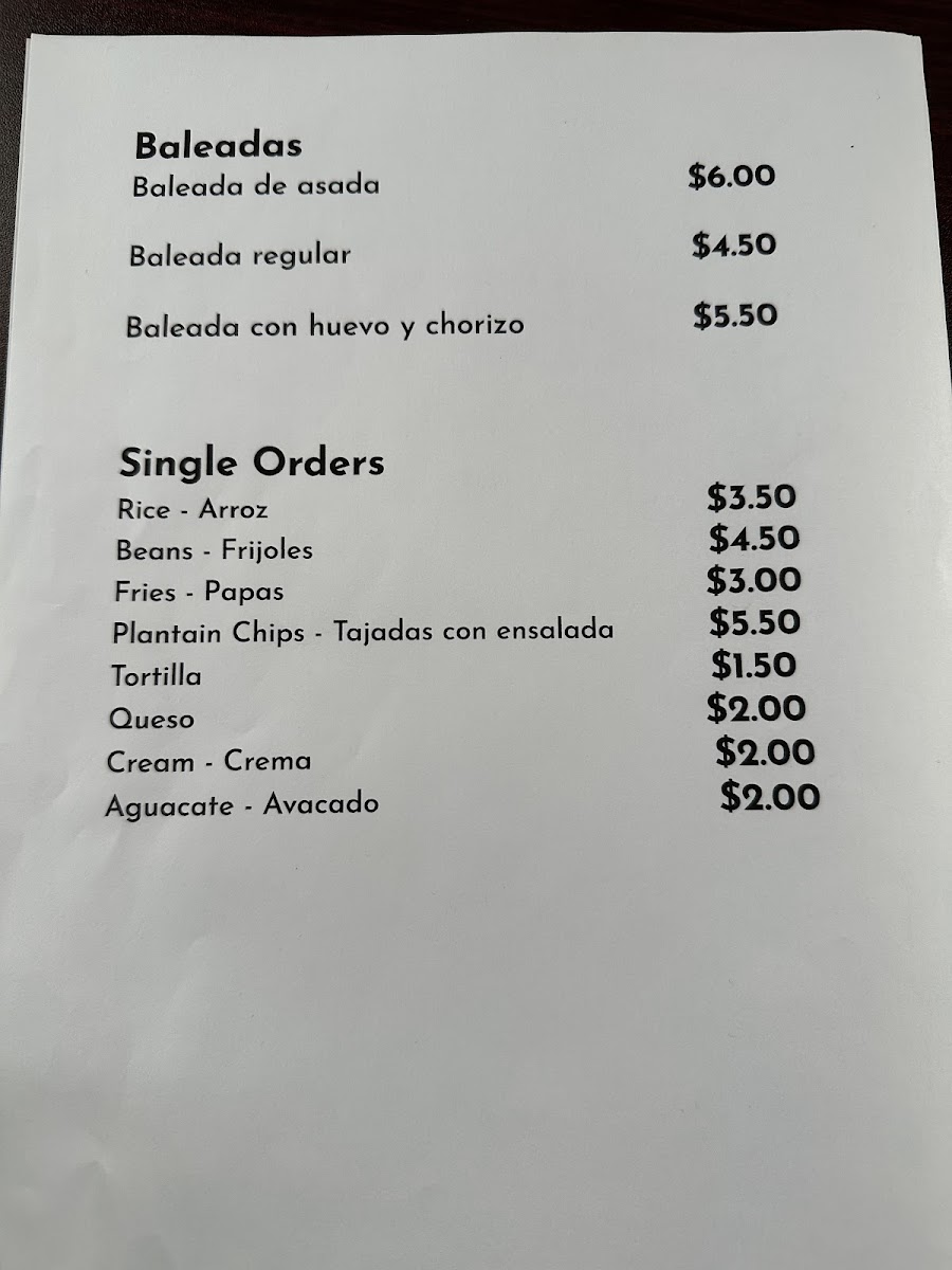 Five Starz Restaurante & Bar menu board