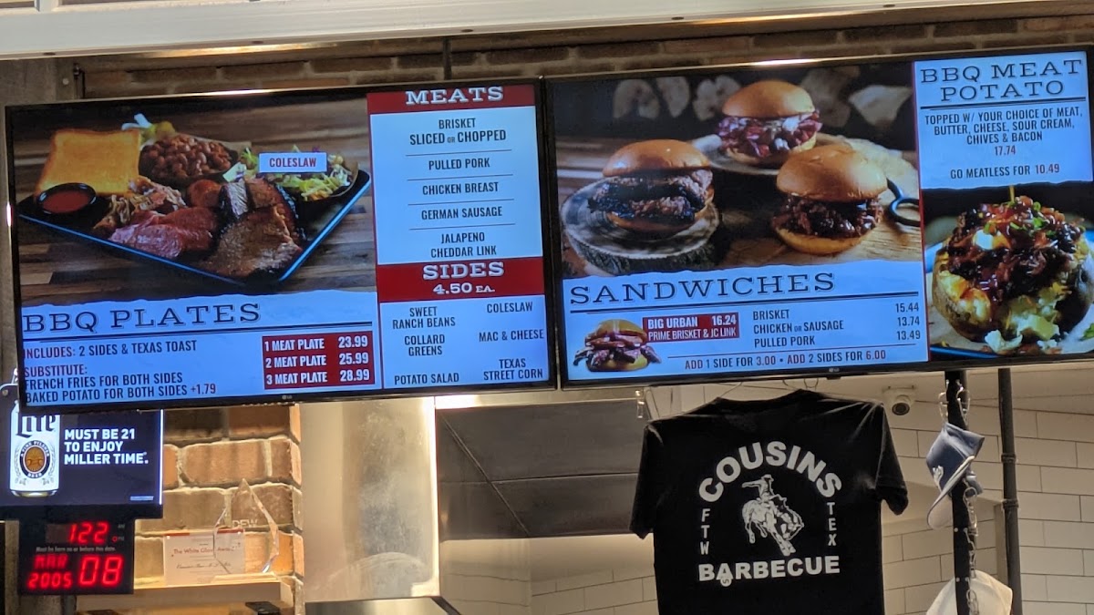 Cousins BBQ menu board