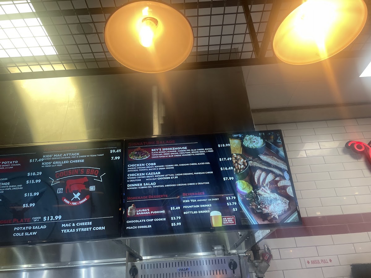 Cousins BBQ menu board
